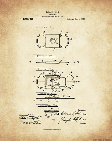 Set of Cigar Holder and Cutter Patent Drawings