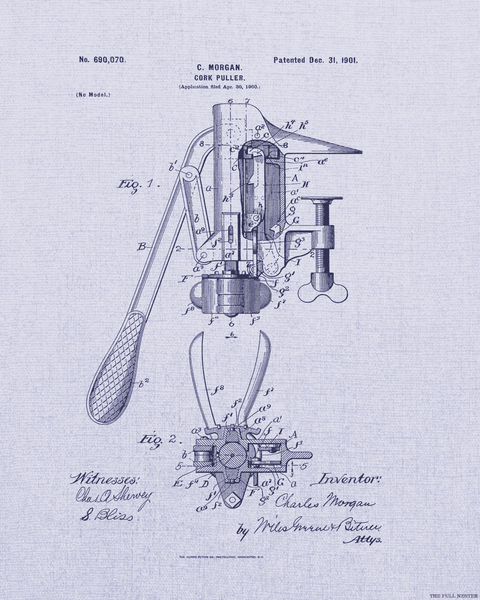 1901 Cork Puller Patent Drawing