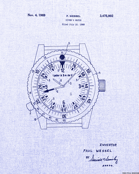1969 Diver's Watch Patent Drawing