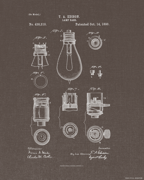 1890 Edison Lamp Base Patent Drawing