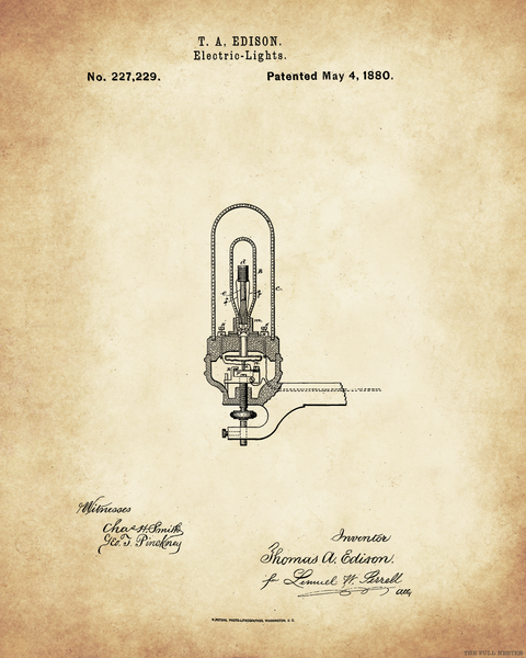 1880 Edison Light Patent Drawing