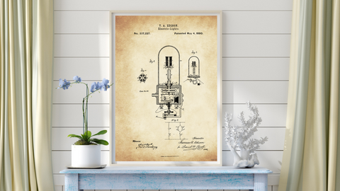 1880 Edison Electric Light Patent Drawing