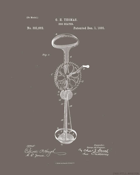 1885 Egg Beater Patent Drawing