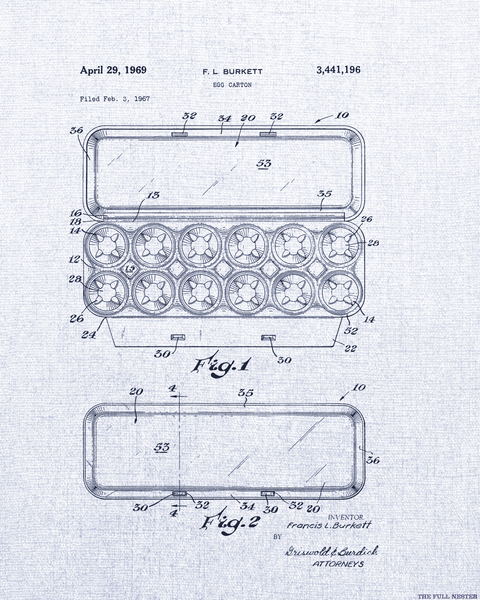 1969 Egg Carton Patent Drawing