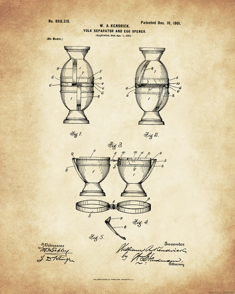 1901 Egg Yolk Separator Patent Drawing