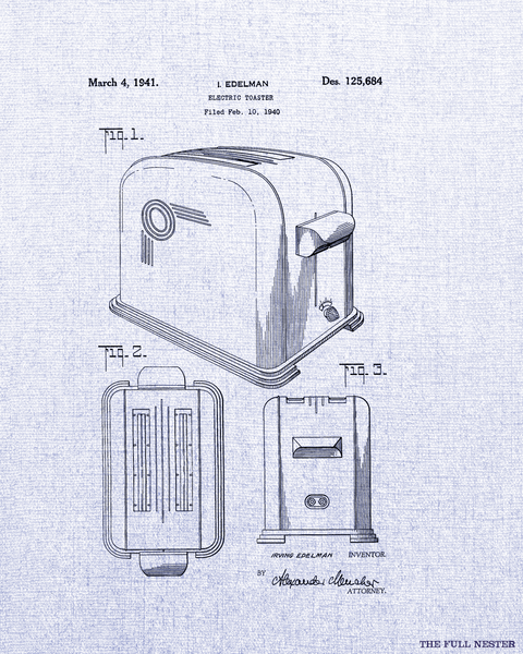 1941 Electric Toaster Patent Drawing