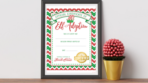 Elf Adoption Certificate printable