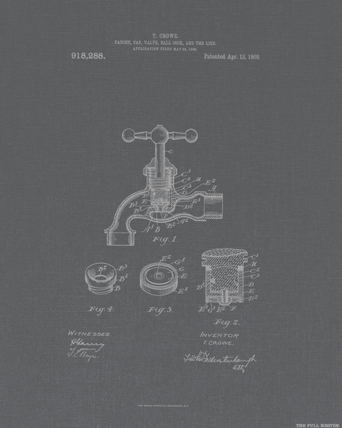 1909 Faucet Patent Drawing