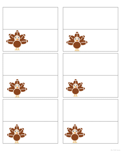 Football Turkey Placecards printable