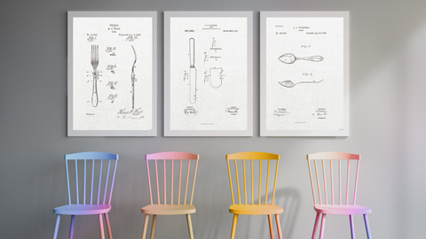 Set of Three Silverware Patent Drawings
