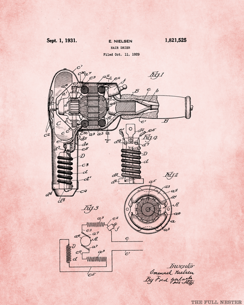 1931 Hair Dryer Patent Drawing