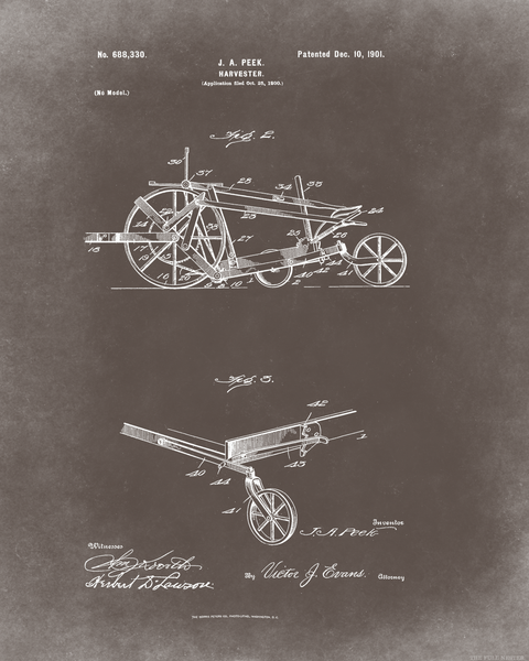 1901 Harvester Patent Drawing