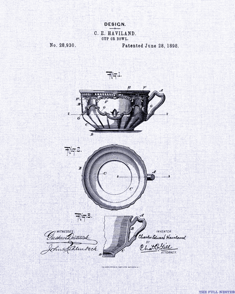 1898 Haviland Cup Patent Drawing