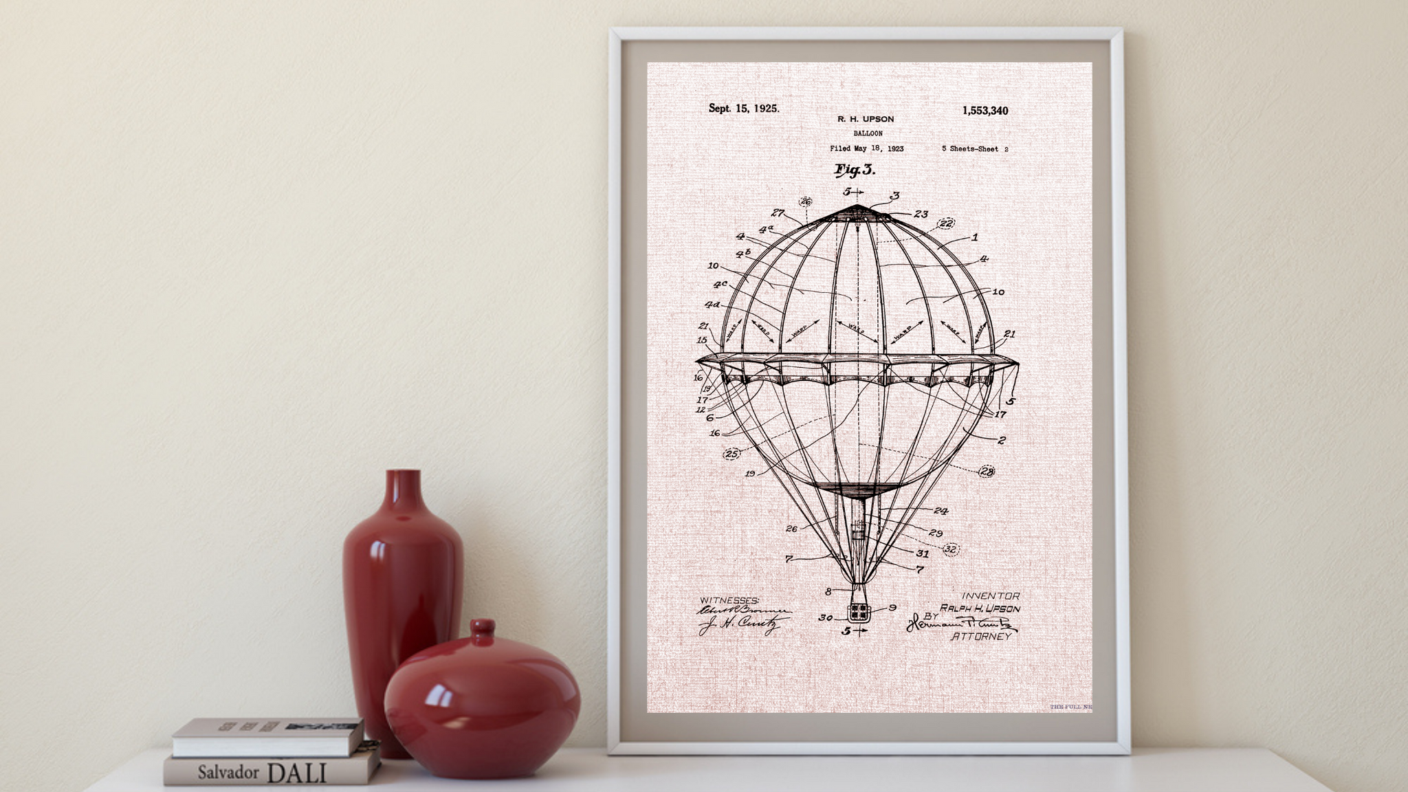 1925 Hot Air Balloon Patent Drawing