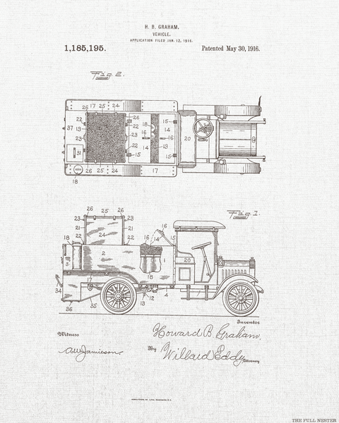 1916 Ice Cream Truck Patent Drawing