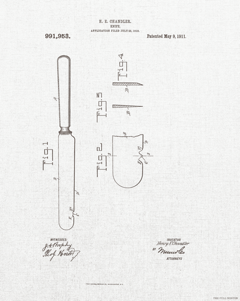 Set of Three Silverware Patent Drawings