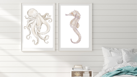 Octopus and Seahorse Wall Art Set