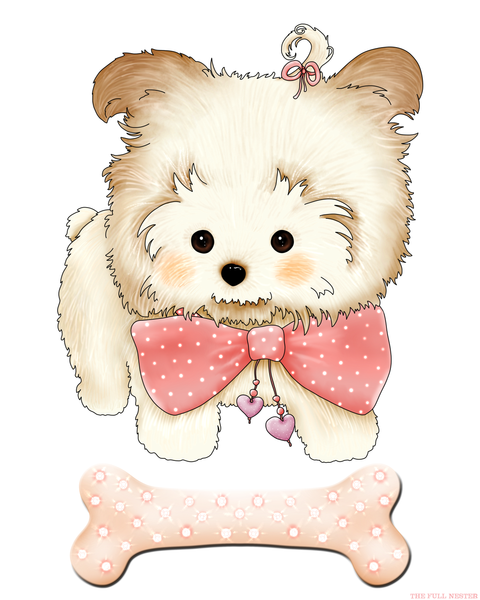 Pink Bow Tie Puppy Nursery Printable