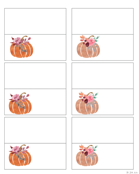 Pumpkin Rose Placecards printable