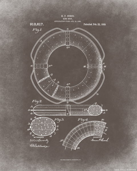 1909 Ring Buoy Patent Drawing