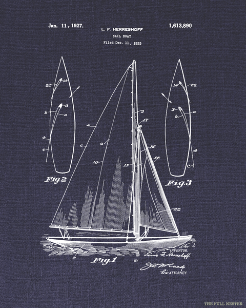 1927 Sailboat Patent Drawing
