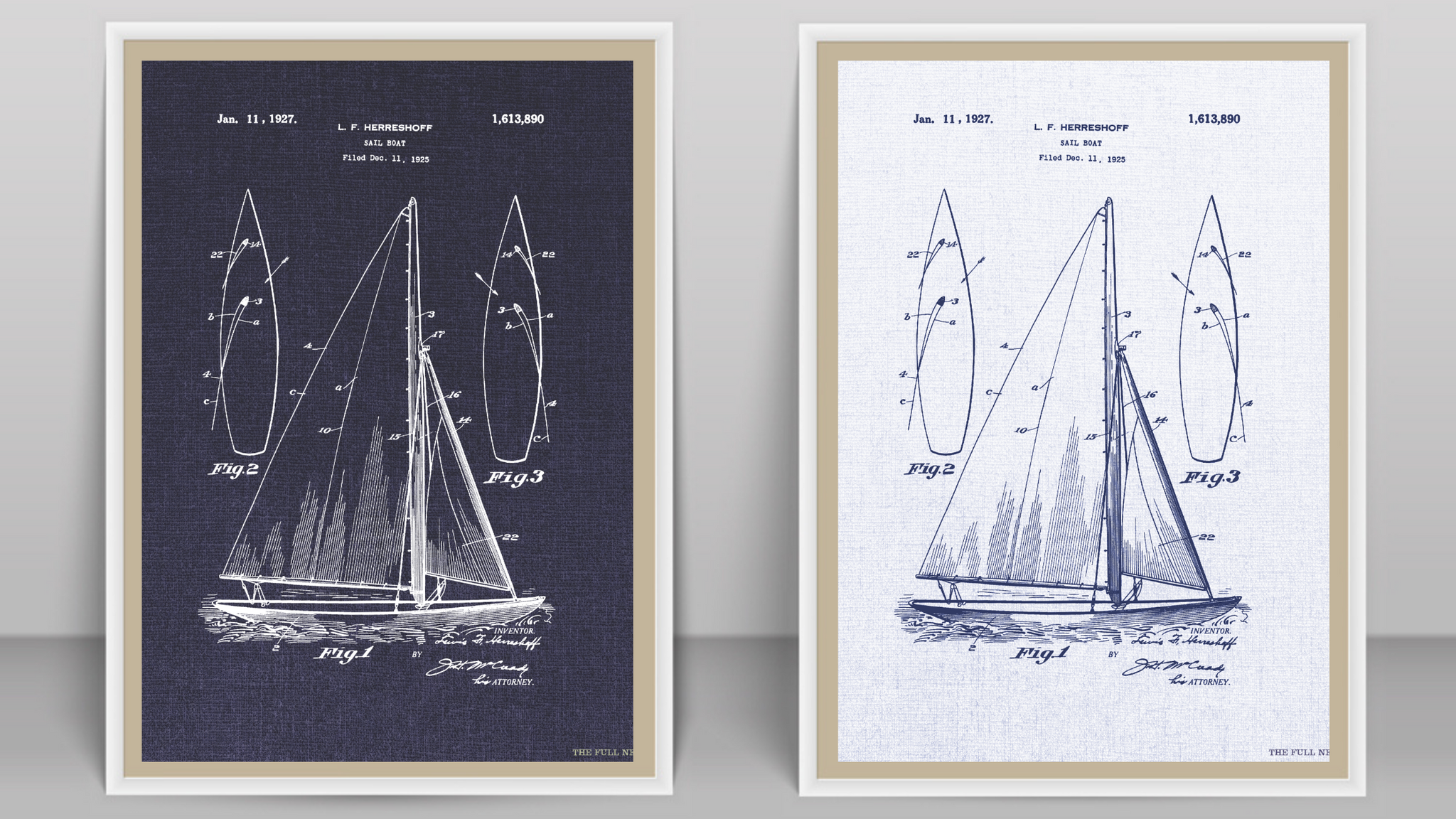 1927 Sailboat Patent Drawing