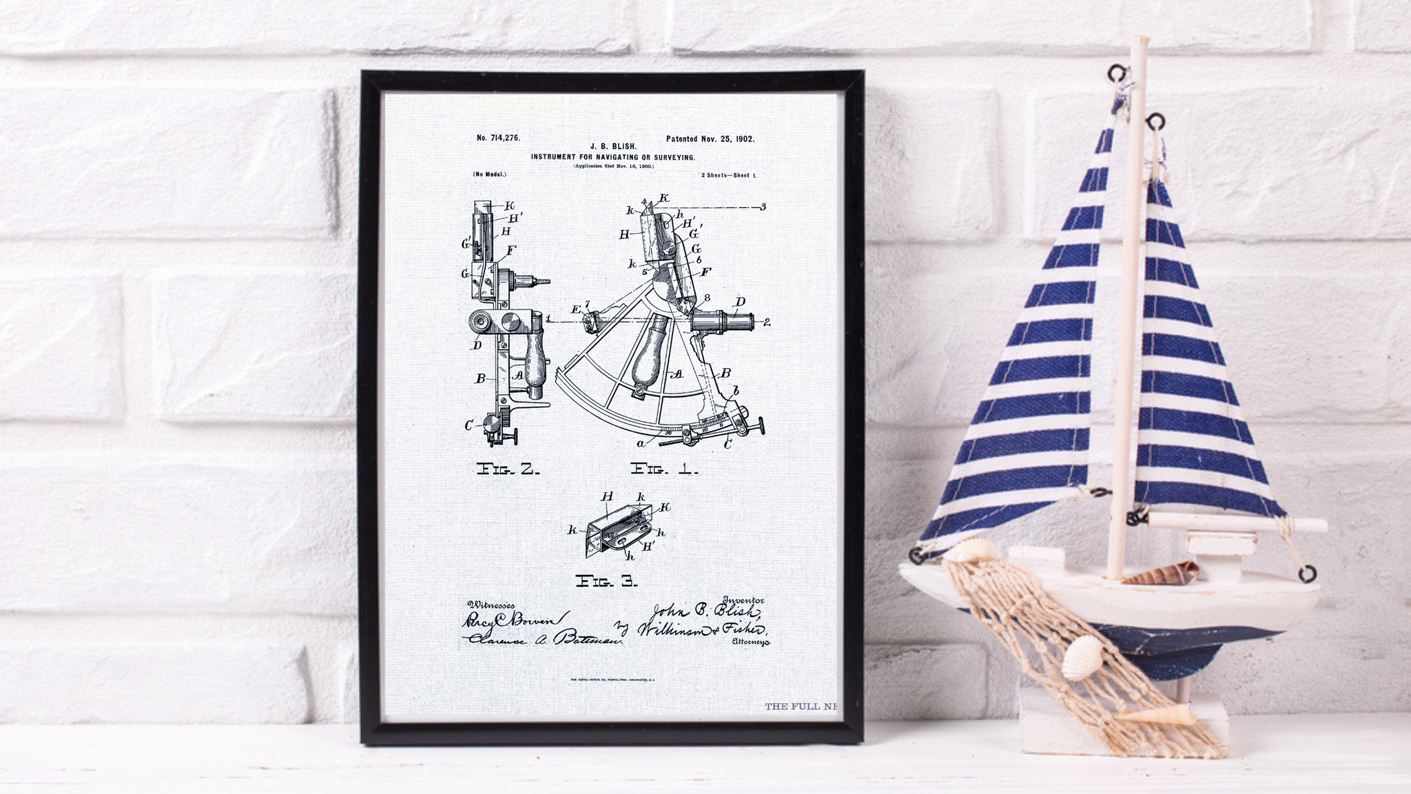 1902 Navigational Sextant Patent Drawing