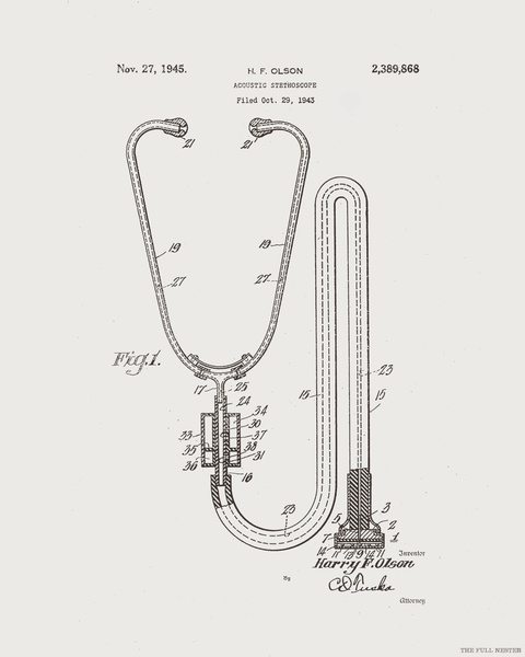 1945 Stethoscope Patent Drawing