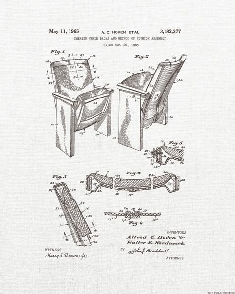 1965 Theatre Seat Patent Drawing