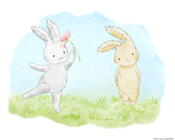 Two Bunnies and a Flower Nursery Printable