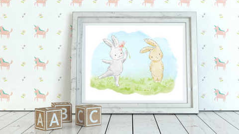 Two Bunnies and a Flower Nursery Printable