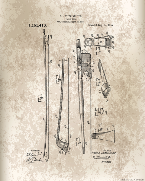 1915 Violin Bow Patent Drawing