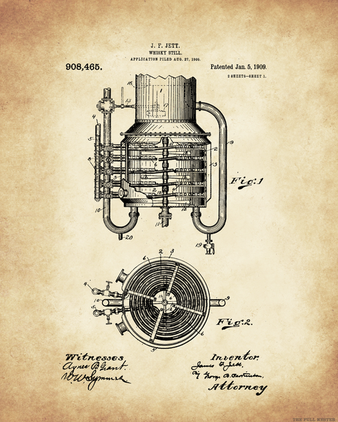 Set of 1909 Whisky Still Patent Drawings