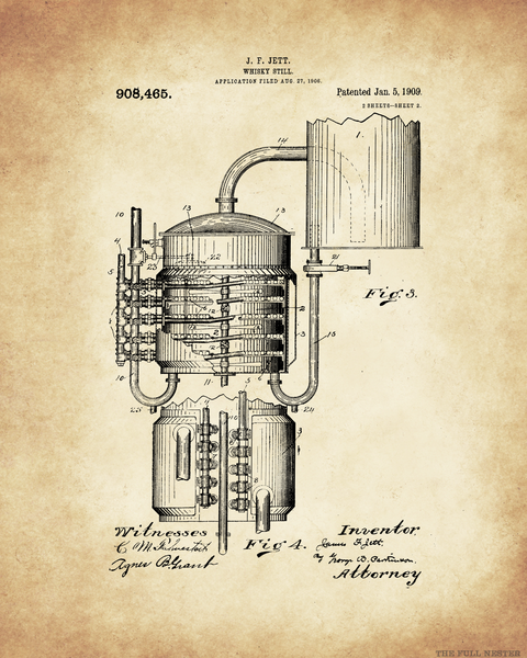 Set of 1909 Whisky Still Patent Drawings