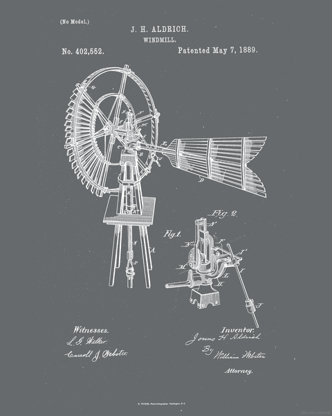 1889 Windmill Patent Drawing